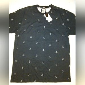 NWT☆Young Men's "PING PONG PRO" Black Anchors Away Short Sleeve T-shirt-Large